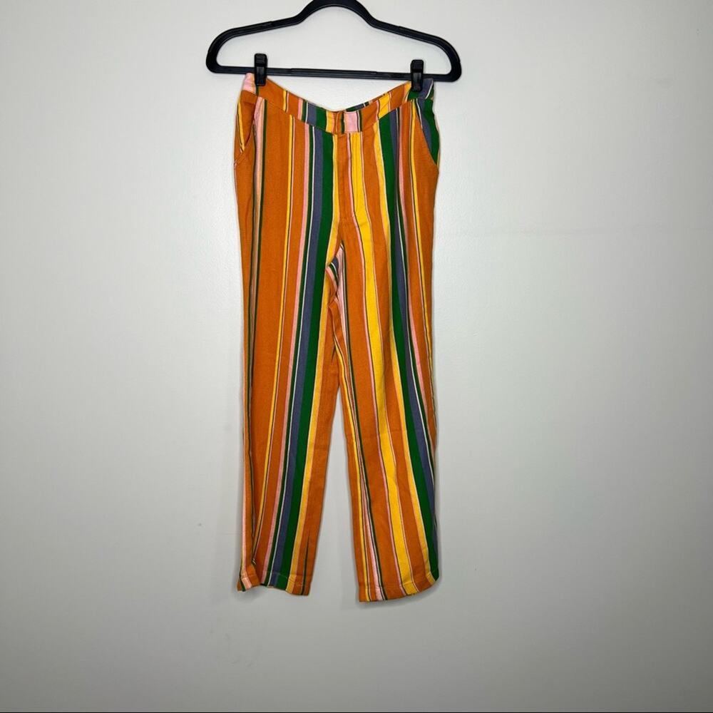 NWT FREE PEOPLE Colorful Striped Wide Leg Pants 2